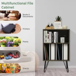 Costway Record Player Stand Turntable Stand Display Shelf Media Storage Cabinet Walnut -Costway GUEST d41c66d9 07c5 4029 be49 95bd1be58efe