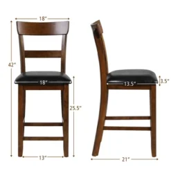 Costway Set Of 4 Barstools Counter Height Chairs W/Leather Seat & Rubber Wood Legs -Costway GUEST d446e261 42e2 418f a223 961c90f9f729
