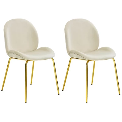 Costway Set Of 2 Velvet Accent Chairs Dining Side Chairs W/Gold Metal Legs Pink/Beige/Green/Grey 12 Costway Set Of 2 Velvet Accent Chairs Dining Side Chairs W/Gold Metal Legs Pink/Beige/Green/Grey - Image 10