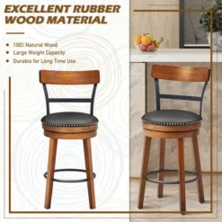 Costway 25.5'' BarStool Swivel Counter Height Kitchen Dining Bar Chair W/Rubber Wood Legs -Costway GUEST d49b8627 4c13 4436 913d ca2da638b0ea