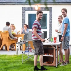 Costway Foldable Camping Table Outdoor BBQ Portable Grilling Stand W/Windscreen Bag -Costway GUEST d4b41d56 a456 4d8d 9a1e 8f1160311dc7