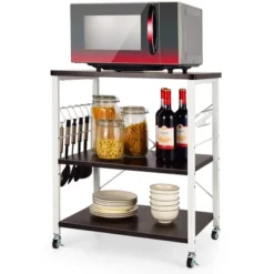 Costway 3-Tier Kitchen Baker's Rack Microwave Oven Storage Cart W/ Hook -Costway GUEST d4c56602 2718 42d4 8cb0 adae18da328f