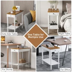 Costway 2-tier End Side Narrow Table Nightstand W/ Drawer For Living Room Bedroom 18 Costway 2-tier End Side Narrow Table Nightstand W/ Drawer For Living Room Bedroom -Costway GUEST d4e1f480 1d4e 40e2 ae04 0019d121b909