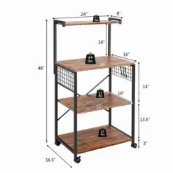 Costway 4-Tier Rolling Bakers Rack Industrial Utility Microwave Oven Stand Cart W/ Hooks -Costway GUEST d516e7aa d10b 49d1 b950 2cf04ebf19fd