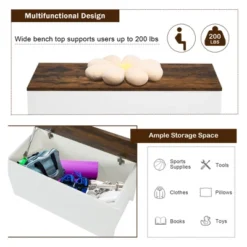 Costway Flip-top Storage Chest Lift Top Storage Bench Wooden Deck Box Toy Box -Costway GUEST d519a419 af8e 403b b158 d359a0df41ac