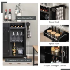 Costway Kitchen Island Cart Rolling Utility Trolley Stainless Steel Top Wine Rack -Costway GUEST d5562dbe 103e 4688 b684 42ef3588eaab