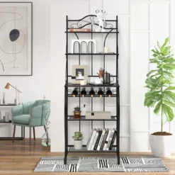 Costway 5-Tier Metal Kitchen Bakers Rack Microwave Storage Rack Oven Stand With Wine Organizer 16 Costway 5-Tier Metal Kitchen Bakers Rack Microwave Storage Rack Oven Stand With Wine Organizer -Costway GUEST d5817f16 ff85 43c3 ab17 cc5f789a08cd