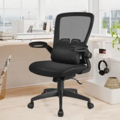 Costway Mesh Office Chair Adjustable Height&Lumbar Support Flip Up Armrest Black -Costway GUEST d582883a d52b 43d4 91ad 3b68ca386227