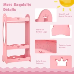 Costway Kids Dress Up Storage Hanging Armoire Dresser Pretend Costume Closet W/ Mirror -Costway GUEST d58df026 f876 4ba1 a41c bde739f0480f