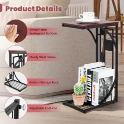 Costway 1PC2 PCS C-Shaped Side Sofa Narrow Snack Table For Living Room Bedroom Small Space 18 Costway 1PC2 PCS C-Shaped Side Sofa Narrow Snack Table For Living Room Bedroom Small Space -Costway GUEST d5c7d7a6 1a74 4791 bb87 7a228995d6a2
