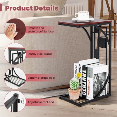 Costway 1PC2 PCS C-Shaped Side Sofa Narrow Snack Table For Living Room Bedroom Small Space 8 Costway 1PC2 PCS C-Shaped Side Sofa Narrow Snack Table For Living Room Bedroom Small Space - Image 6