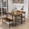 Costway 4pcs Dining Table Set Rustic Desk 2 Chairs & Bench With Storage Rack Brown/Grey/Coffee -Costway GUEST d5efb036 d603 49bd a3af 4dba6804c170