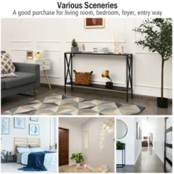 Costway 2 Tier Console Table Narrow Accent Side Entryway Table Metal Frame Black -Costway GUEST d5f120ed 8415 4112 aa2a 6fe463024356