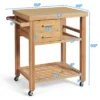 Costway Bamboo Kitchen Trolley Cart Wood Rolling Island W/ Tower Rack & Drawers -Costway GUEST d63edd4a 8af7 4afc bb2d fb0de0764925