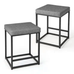 Costway Set Of 2 Bar Stools 24'' Counter Height Backless Kitchen Island Bar Chairs Brown/Black/Grey -Costway GUEST d64dbf16 06c0 41d6 bbbf 691a38e4ac0d