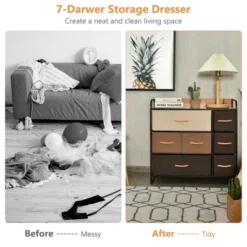 Costway 7-Drawer Dresser Storage 3-Tier Organizer Tower Steel Frame Wooden Top -Costway GUEST d661647a 6443 43e4 a407 9e317b2330eb