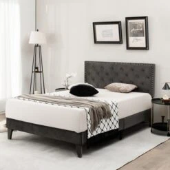 Costway Bed Frame Upholstered Platform Bed With Tufted Headboard Mattress Foundation -Costway GUEST d6a0bff6 19a0 4960 911c 422c833fbb69