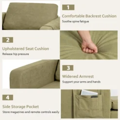 Costway Set Of 2 Fabric Accent Armchair Single Sofa W/ Side Storage Pocket -Costway GUEST d6a258e0 b979 4b79 8d62 314f421bf754