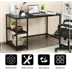 Costway 47'' Computer Desk Office Study Table Workstation Home W/ Adjustable Shelf Rustic Black/Coffee/Brown -Costway GUEST d6d0a0f0 cb05 4079 8112 f3322d2e7141