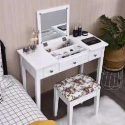 Costway Vanity Dressing Table Flip Top 7 Compartments Makeup Desk -Costway GUEST d6d7b14d 203e 42b2 9178 138dbe4fbcb8