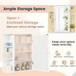 Costway Multipurpose Wall Surface Bathroom Storage Medicine Cabinet Mirror -Costway GUEST d6e2234a 3b1b 4d55 9591 2d88573aa40e