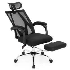 Costway Mesh Office Chair Recliner Desk Chair Height Adjustable W/Footrest Black -Costway GUEST d707dd5f 7800 4e0a b252 c0f24f8d7e9d