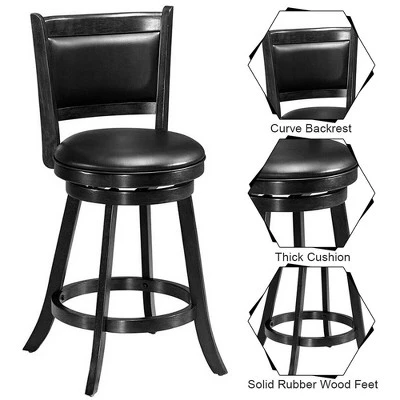 Costway 2PCS 24'' Swivel Counter Stool Dining Chair Upholstered Seat Black 10 Costway 2PCS 24'' Swivel Counter Stool Dining Chair Upholstered Seat Black - Image 8