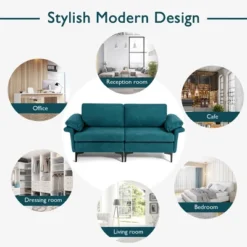 Costway Modern Loveseat Fabric 2-Seat Sofa Couch For Small Space W/ Metal Legs BlueRust Red -Costway GUEST d73935a6 3077 4d51 90c3 b1158e3b2987