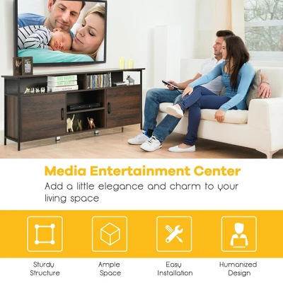 Costway 58'' Wood TV Stand Entertainment Media Center Console W/ Storage Cabinet 7 Costway 58'' Wood TV Stand Entertainment Media Center Console W/ Storage Cabinet - Image 5