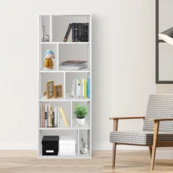 Costway 5-tier Wood Bookcase 66'' Tall Open Storage Shelf Display Rack W/10 Compartments -Costway GUEST d74e0009 7aa2 4feb 8bbb 9c1b4485e58e