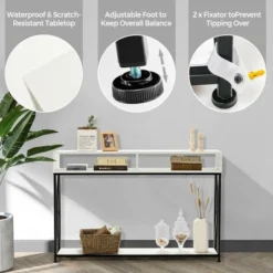 Costway Console Table With Open Shelf And Storage Compartments Steel Frame -Costway GUEST d763f527 8525 4397 8eda 08f89685b14f