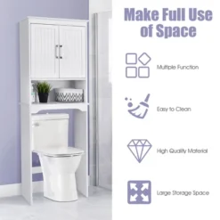 Costway Over The Toilet Space Saver Bathroom Organizer W/ Storage Cabinet & Shelf White -Costway GUEST d7a12031 edac 4ec2 84f2 817733fbaddc