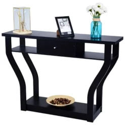 Costway Black Accent Console Table Modern Sofa Entryway Hallway Hall Furniture W/Drawer -Costway GUEST d7c608c4 2462 417c 8b89 352296279fc6