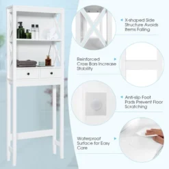 Costway Over The Toilet Storage Rack Bathroom Space Saver With 2 Open Shelves & Drawers -Costway GUEST d80726b7 cc8a 4de7 875e d8eb6ee252a6