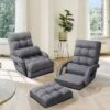 Costway Folding Floor Armchair W/ 6-position Adjustable Back & Lumbar Pillow RedGrey -Costway GUEST d8135e0f b06c 4485 8184 17aa714ac104