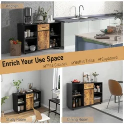 Costway Farmhouse Buffet Sideboard Coffee Bar File Cabinet Console Table With Drawer Cubby -Costway GUEST d847882d a3a2 4106 be69 48fb7361abde