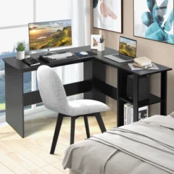 Costway L-Shaped Computer Desk, Corner Desk For Small Space, Home Office Writing Desk Laptop Workstation With 2-Tier Open Shelf -Costway GUEST d85a2638 c612 476d 9870 b15b6119e14b