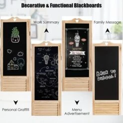 Costway 4-Panel Folding Divider Screen W/Chalkboard 5.7Ft Tall Natural -Costway GUEST d86a8ad9 5bad 40ee a3f0 fd754c482491