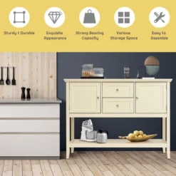 Costway Sideboard Buffet Table Wooden Console Table W/ Drawers & Storage Cabinets Blue/Brown/Gray/Beige -Costway GUEST d8751b2d 035b 4503 8c98 d0a4e7695212