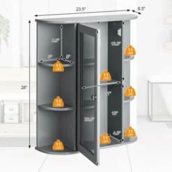 Costway Bathroom Cabinet Medicine Cabinet Single Door Shelves Wall Mount Cabinet W/ Mirror Gray -Costway GUEST d891b7d2 7ada 4f26 8a4e 1cd9e78b116a