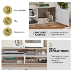 Costway 63'' TV Stand Media Entertainment Center Console W/ Pop-up Door & Open Shelves -Costway GUEST d89928e1 3ece 4a40 a0a0 f20b1b2d15be