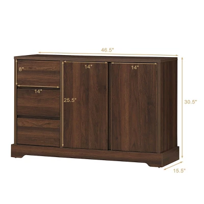 Costway Buffet Sideboard Cupboard Cabinet Console Table W/ 3 Drawers & Adjustable Shelf 3 Costway Buffet Sideboard Cupboard Cabinet Console Table W/ 3 Drawers & Adjustable Shelf