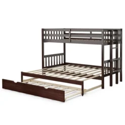 Costway Twin Over Twin Pull-Out Bunk Bed With Trundle Wooden Ladder WhiteEspresso 21 Costway Twin Over Twin Pull-Out Bunk Bed With Trundle Wooden Ladder WhiteEspresso -Costway GUEST d8ff4e58 c2f8 40a5 b780 8bf3330fe12f