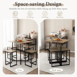 Costway 5-Piece Dining Table Set Kitchen Square Square Space-saving Table Set With Stools -Costway GUEST d90efd67 1427 4ba4 8347 0c3beb902954