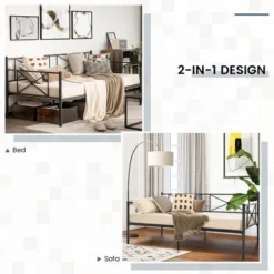 Costway Twin Metal Daybed Frame With Slats Classic Mattress Foundation Bed Sofa WhiteBlack 17 Costway Twin Metal Daybed Frame With Slats Classic Mattress Foundation Bed Sofa WhiteBlack -Costway GUEST d9149b20 a223 4793 bd94 6a1c28712445