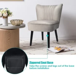 Costway Set Of 2 Armless Accent Chair Upholstered Leisure Chair Single Sofa TurquoiseStone Grey Dark Grey -Costway GUEST d95fb602 5d92 45f3 9927 b6c4eb91d7b5