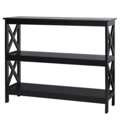 Costway 3-Tier Console Table X-Design Bookshelf Sofa Side Accent Table W/Shelf EspressoBlack -Costway GUEST d96e3cd4 6b78 4e39 89ba cf88c23eb318