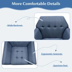 Costway Modern Tufted Fabric Accent Chair Upholstered Armchair With Rubber Wood Legs Blue/Grey 20 Costway Modern Tufted Fabric Accent Chair Upholstered Armchair With Rubber Wood Legs Blue/Grey -Costway GUEST d9724ce9 d837 4ec3 a157 920bf0de2e66