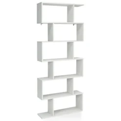 Costway 6 Tier S-Shaped Bookshelf Storage Display Bookcase Decor Z-Shelf -Costway GUEST d99f7490 db30 4262 9c2c 1a3e58424f42