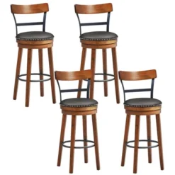 Costway Set Of 2/4 BarStool 30.5'' Swivel Pub Height Dining Chair With Rubber Wood Legs -Costway GUEST d9fd5f83 02b0 473f b36e 557f4e3f8685